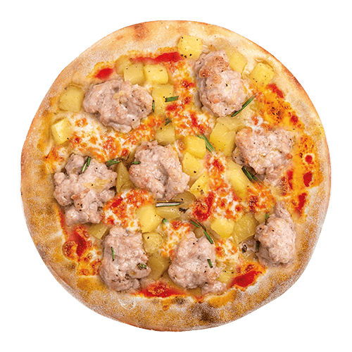 PIZZA MAXI CAMPAGNOLA SALSICCIA E PATATE AL FORNO